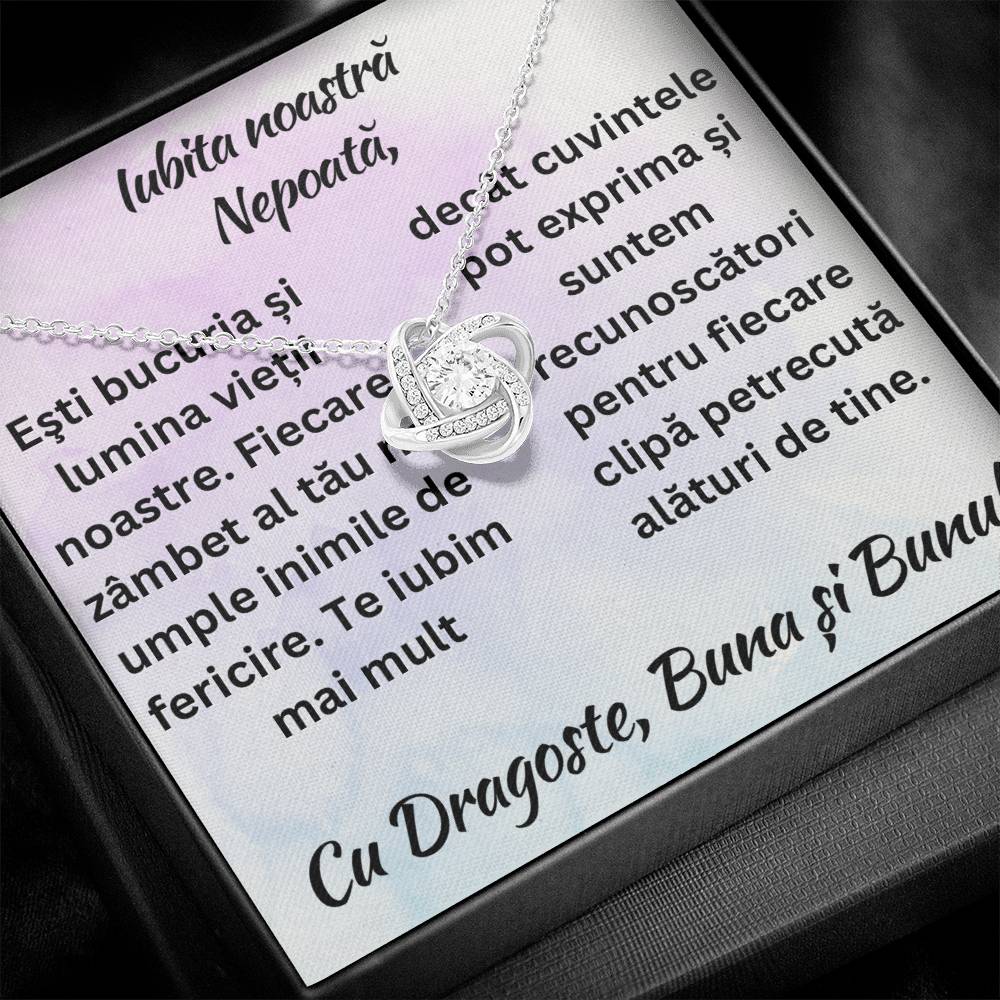 Cadou nepoată - Colier Argint Nodul Iubirii – Emotiv