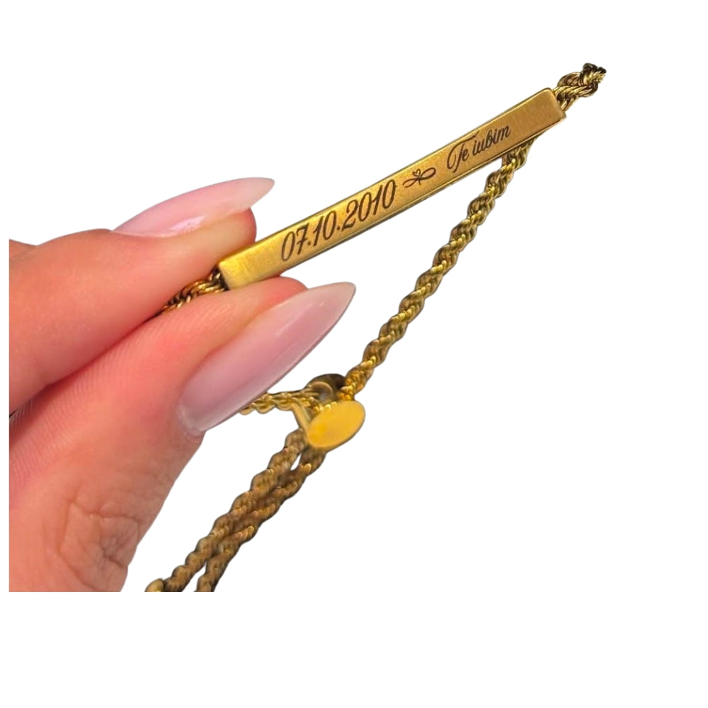 Brățară Damă Rope Chain Personalizată, din Oțel Inoxidabil Placată cu Aur 18K