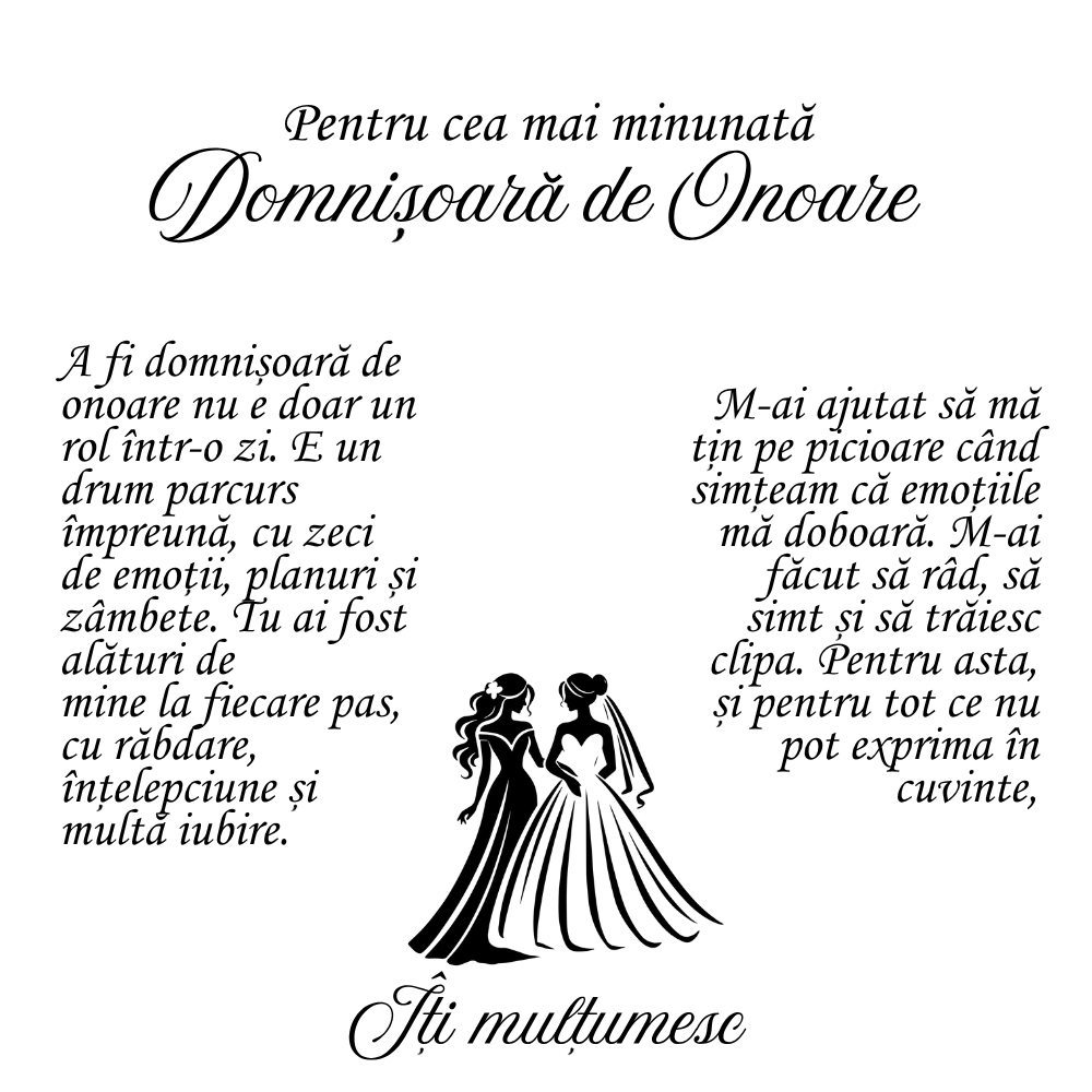 Colier Cadou pentru Domnișoara de Onoare – Bijuterie Elegantă cu Mesaj Emoționant