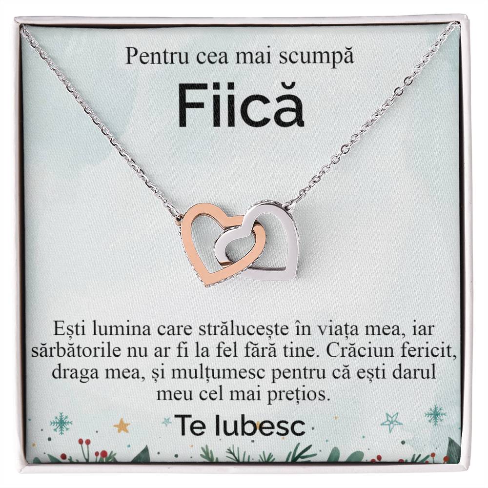 Cadou pentru Fiica de Craciun - Colier Inimi Pereche