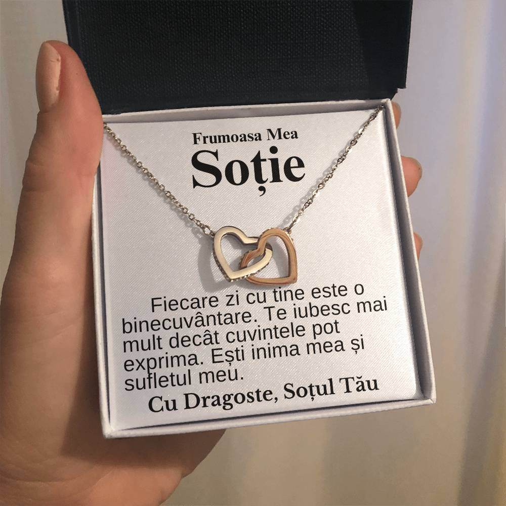Cadou Sotie Zi Nastere - Colier Inimi Pereche Iubire