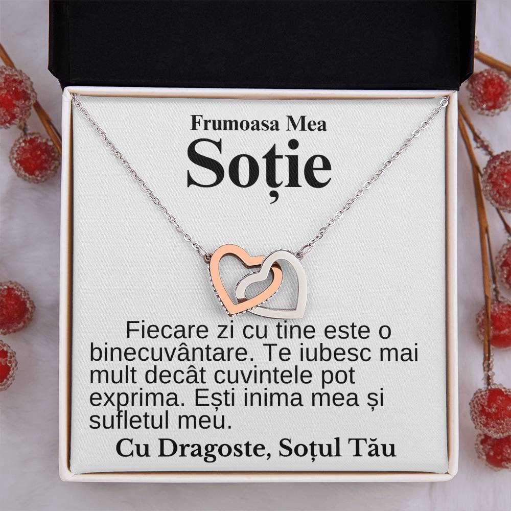 Cadou Sotie Zi Nastere - Colier Inimi Pereche Iubire