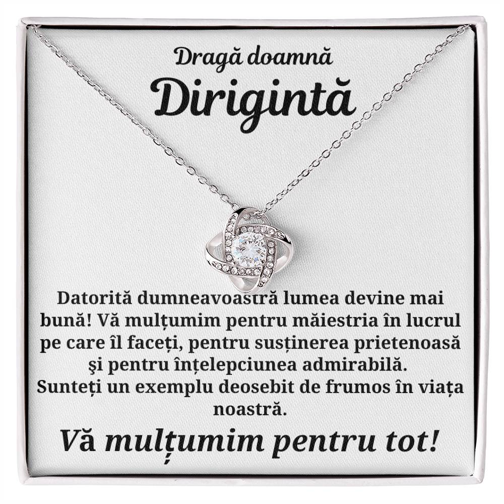 Cadou pentru doamna Dirigintă- Colier însoțit de mesaj- the Knot
