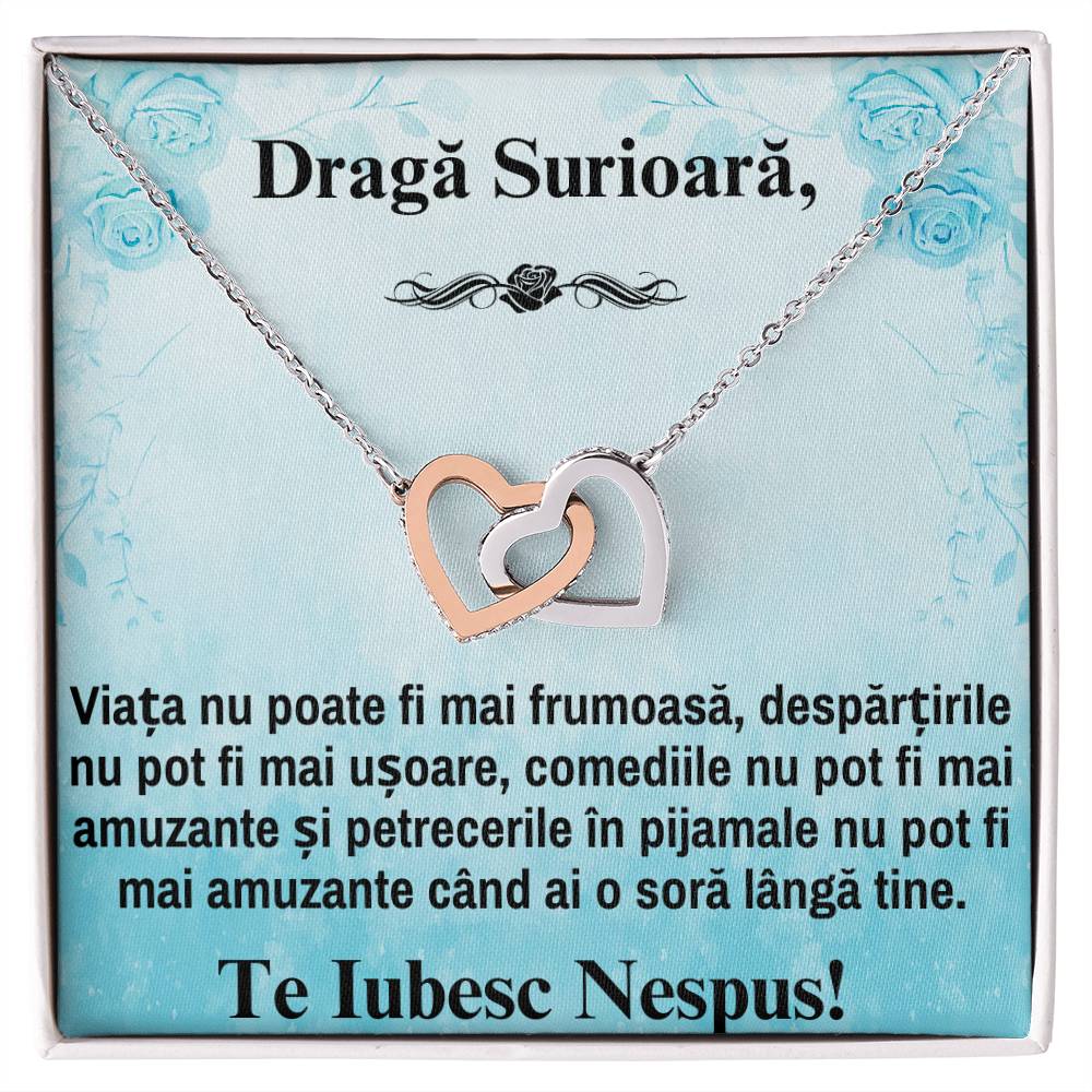 Cadou Pentru Sora Mea – Colier Inimi Pereche