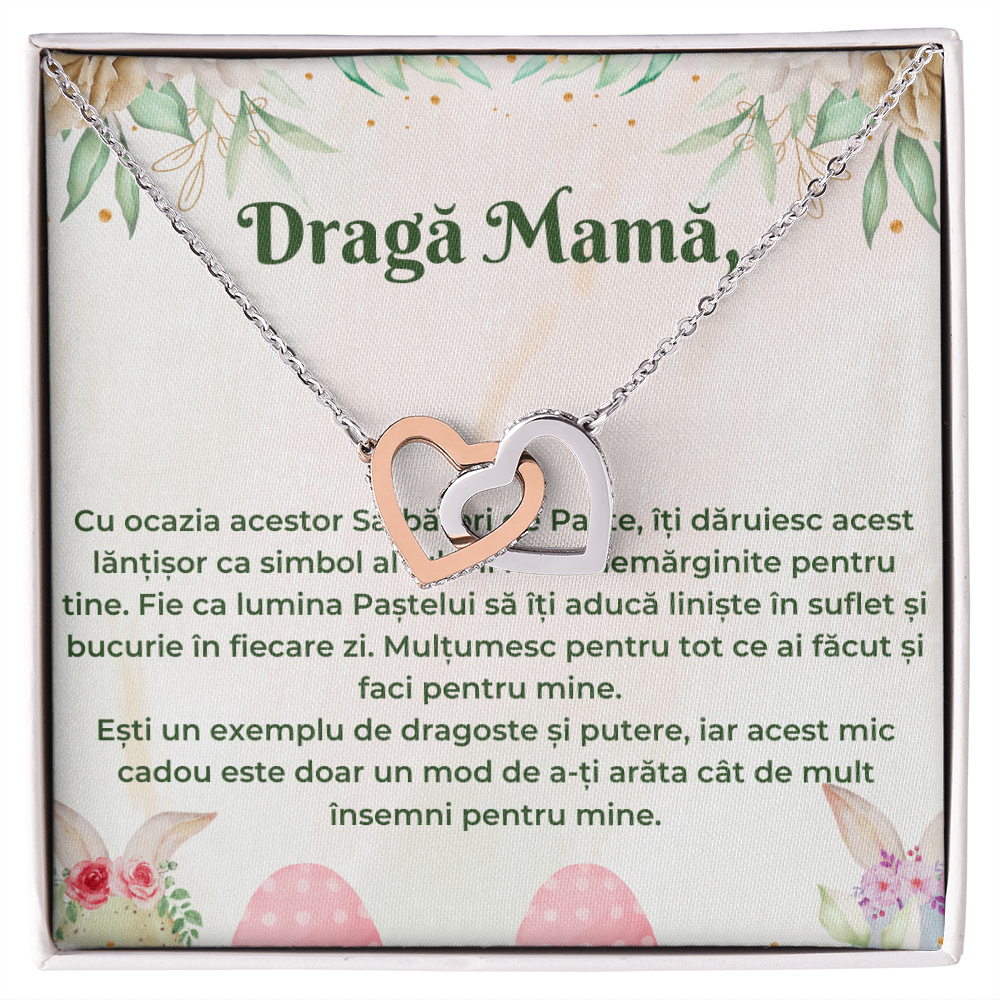 Cadou pentru Mama de Paște - Lănțișor pandantiv inimi pereche