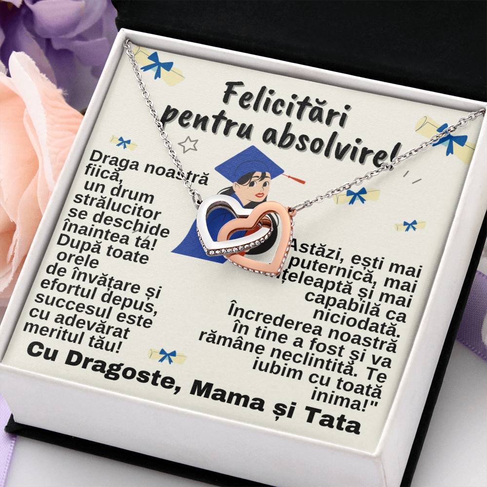 Cadou pentru Fiica de Absolvire- Colier Inimi Pereche
