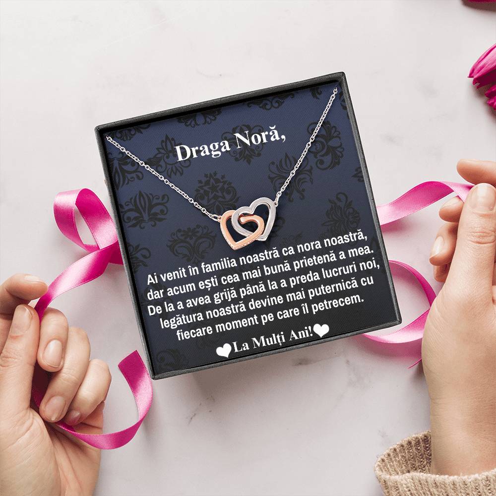 Cadou Personalizat Pentru Nora - Colier Inimi Pereche!