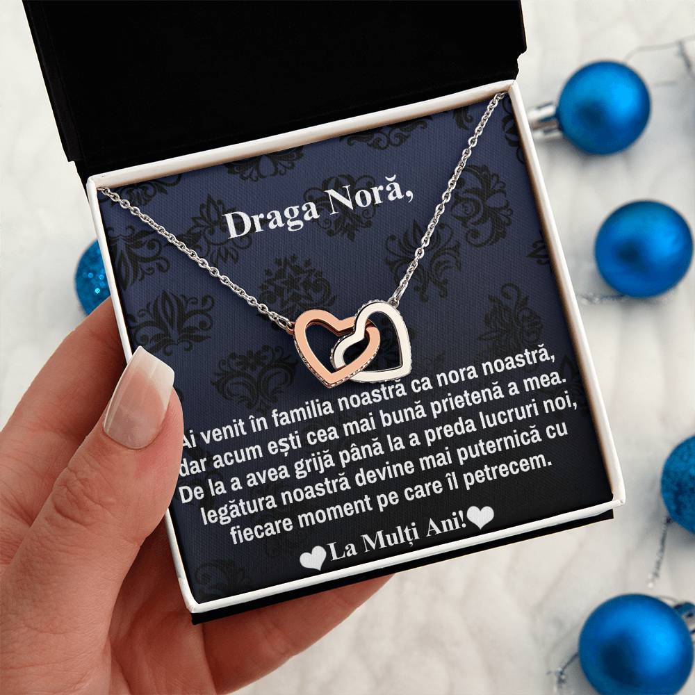 Cadou Personalizat Pentru Nora - Colier Inimi Pereche!