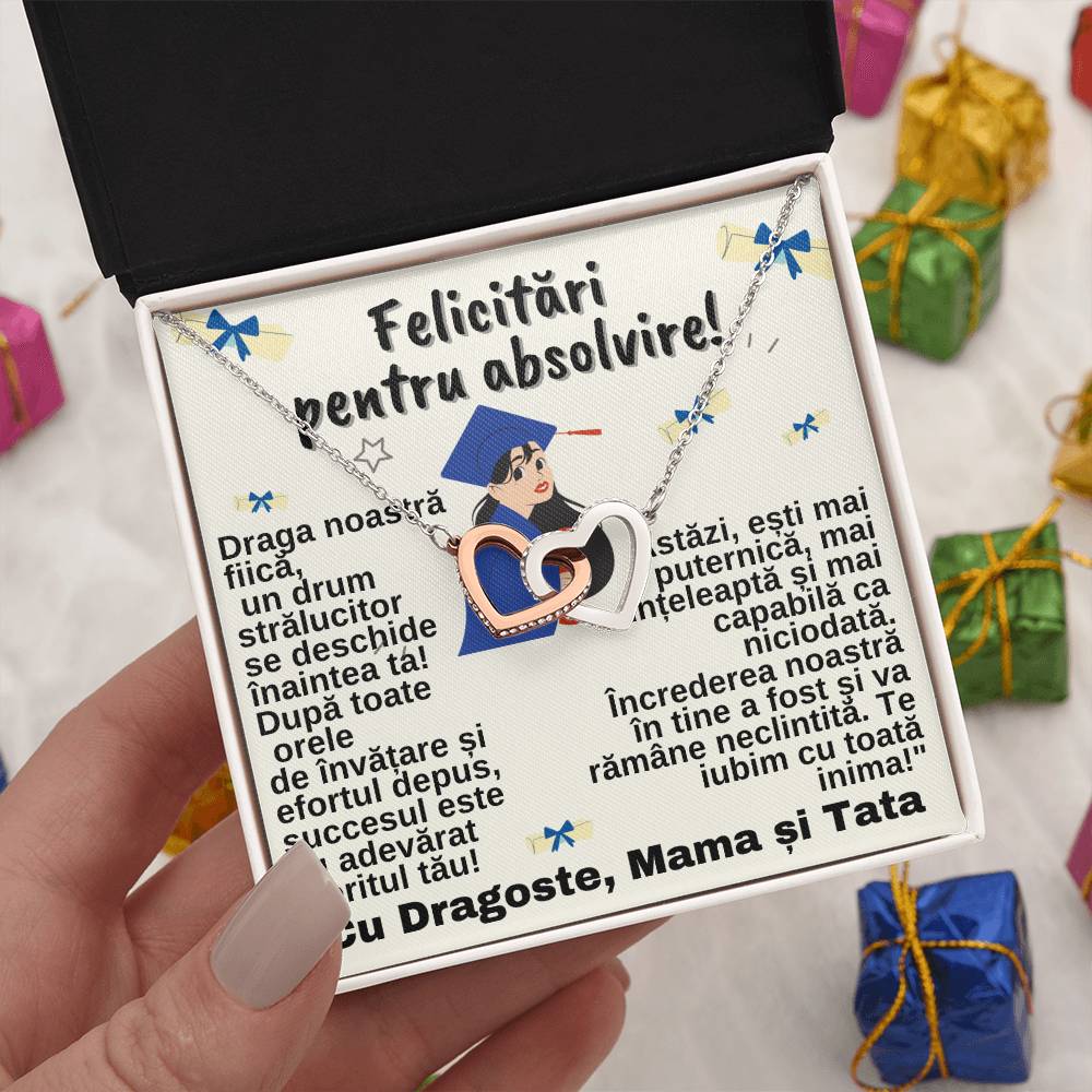 Cadou pentru Fiica de Absolvire- Colier Inimi Pereche