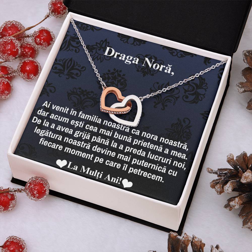 Cadou Personalizat Pentru Nora - Colier Inimi Pereche!
