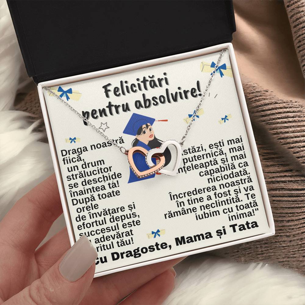 Cadou pentru Fiica de Absolvire- Colier Inimi Pereche