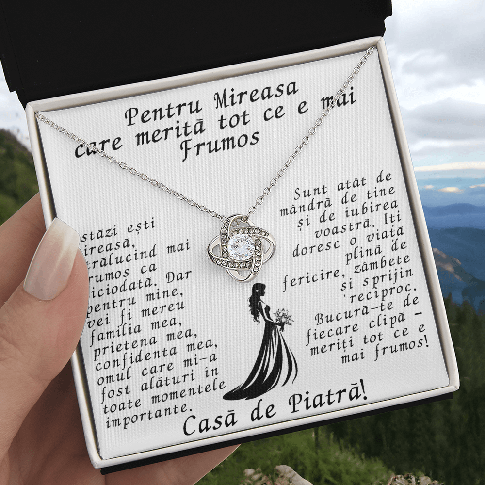 Cadou pentru Mireasă – Colier Elegant cu Mesaj Personalizat