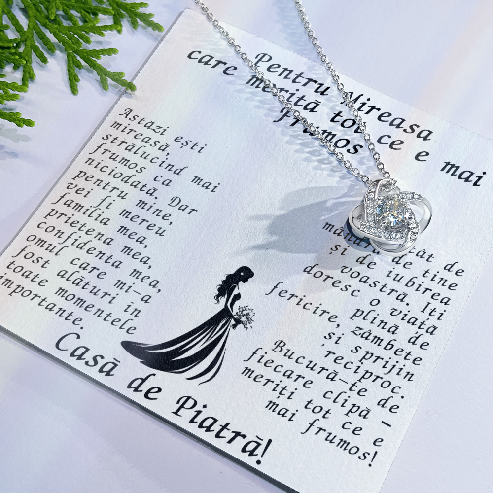 Cadou pentru Mireasă – Colier Elegant cu Mesaj Personalizat