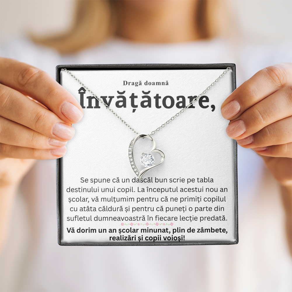 Cadou doamna Învățătoare – Set Bijuterie și Felicitare cu Mesaj Început de An