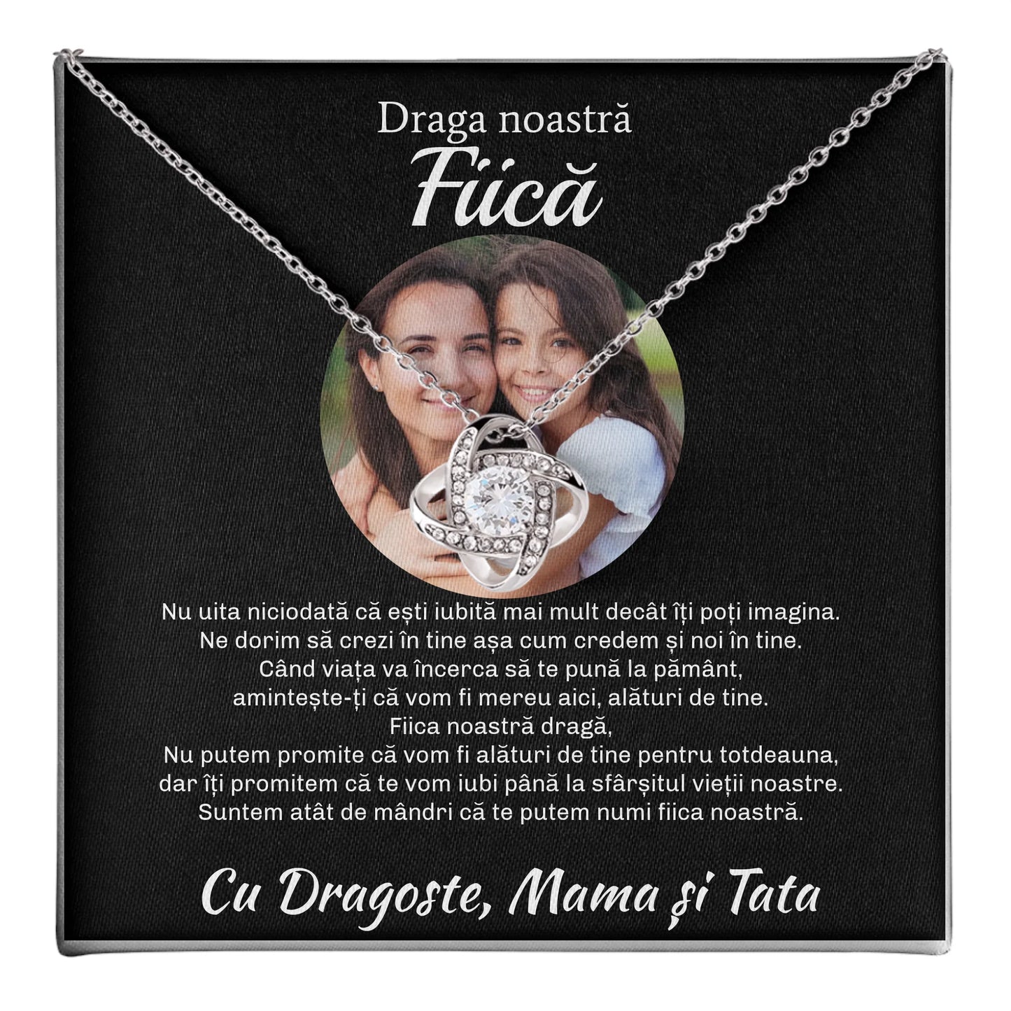Cadou Fiică - Colier Argint Personalizat cu Poză și Mesaj card
