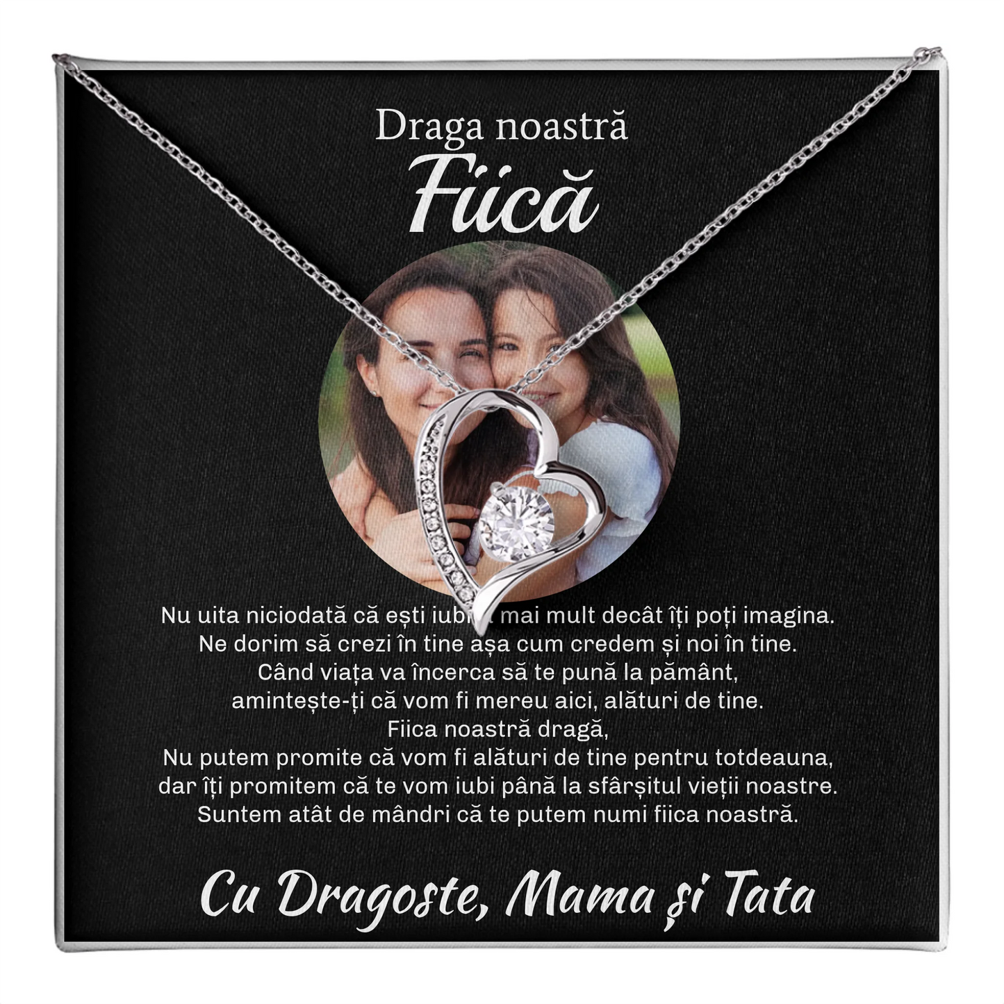 Cadou Fiică - Colier Argint Personalizat cu Poză și Mesaj card