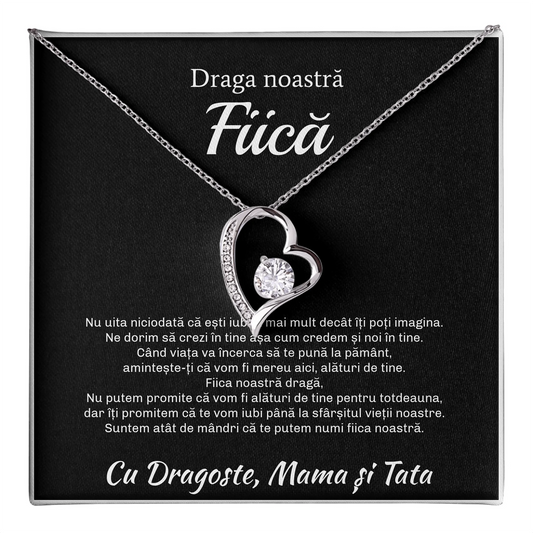 Cadou Fiică - Colier Argint Inimă Personalizat cu Mesaj card