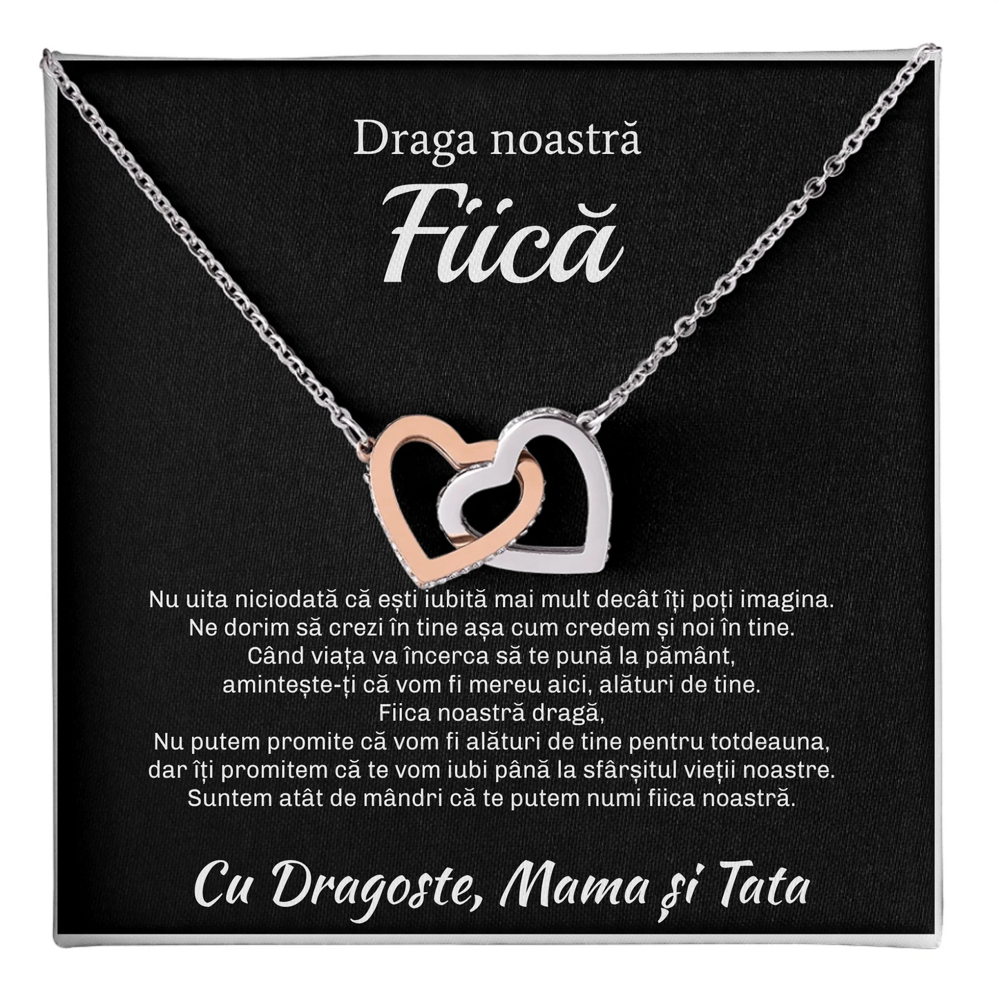 Cadou Fiică - Colier Argint Inimă Personalizat cu Mesaj card