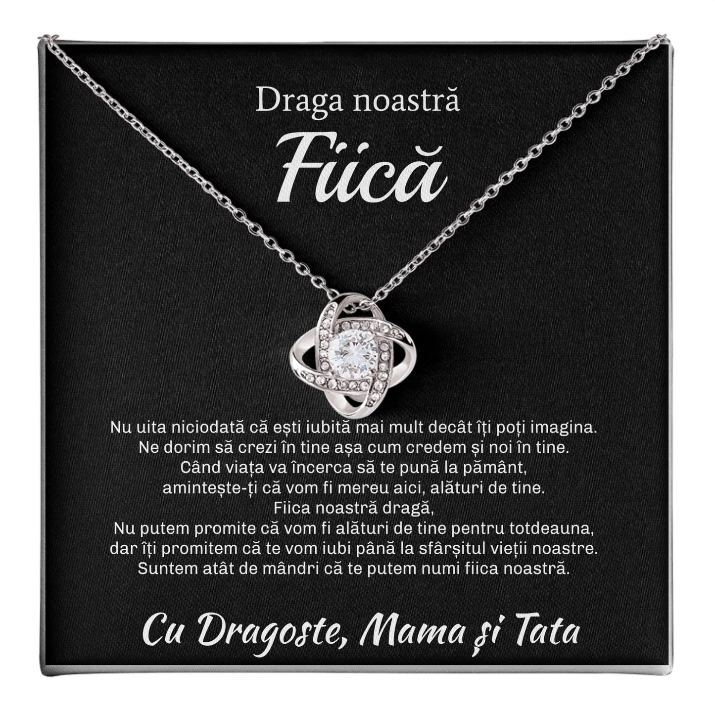 Cadou Fiică - Colier Argint Inimă Personalizat cu Mesaj card