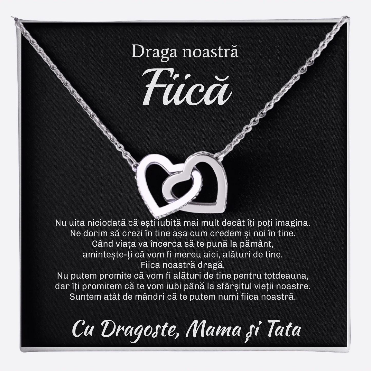 Cadou Fiică - Colier Argint Inimă Personalizat cu Mesaj card