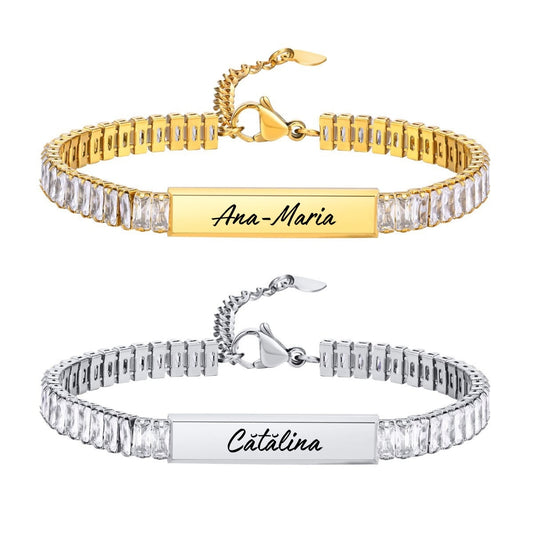 Brățară Damă Nairobi Diamond Personalizată, din Oțel Inoxidabil cu  Cristale Zirconiu