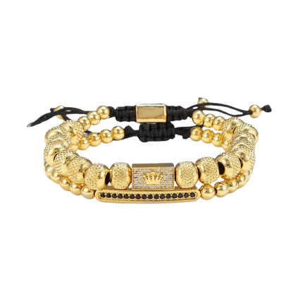 Set Brățări Crown Unisex Gravate, placate cu aur 14K+ Ambalaj Cutie Trandafiri