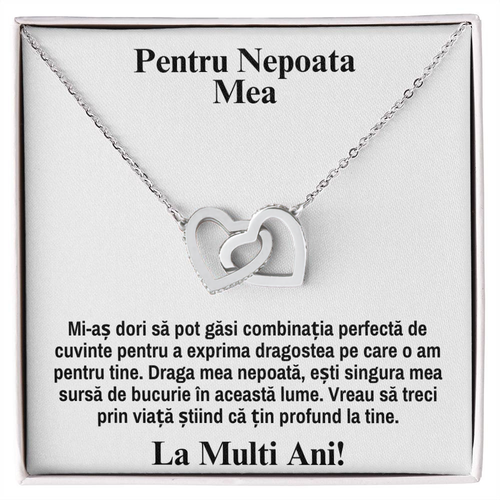 Cadou Pentru Nepotica -  Colier Inimi Pereche