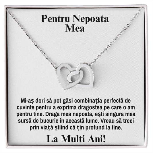 Cadou Pentru Nepotica -  Colier Inimi Pereche