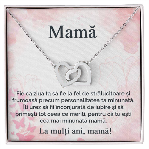 Cadou Ziua Mamei - Lantisor Argint Inimi Pereche