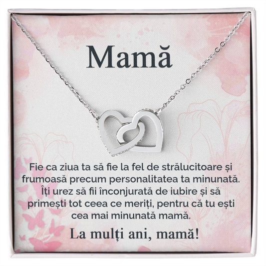 Cadou Ziua Mamei - Lantisor Argint Inimi Pereche