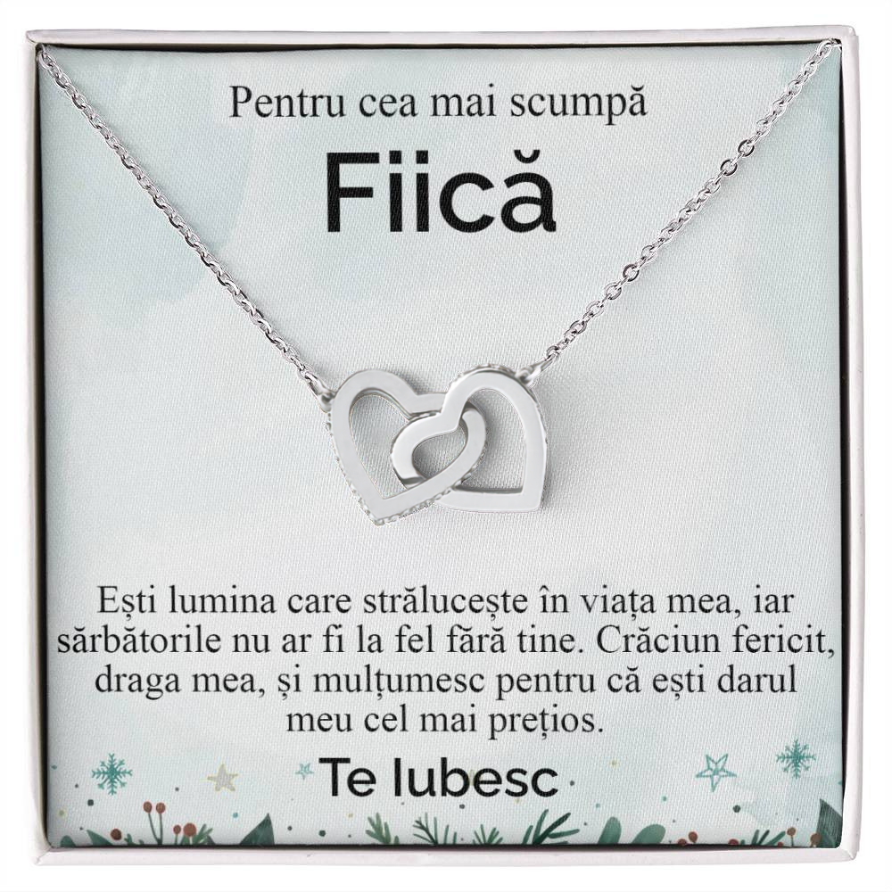 Cadou pentru Fiica de Craciun - Colier Inimi Pereche