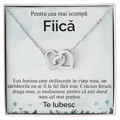 Cadou pentru Fiica de Craciun - Colier Inimi Pereche