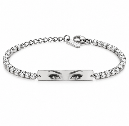 Brățară Personalizată „Privirea Ta” – Gravură cu Ochii | Zirconiu & Plăcuță