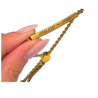 Brățară Damă Rope Chain Personalizată, din Oțel Inoxidabil Placată cu Aur 18K