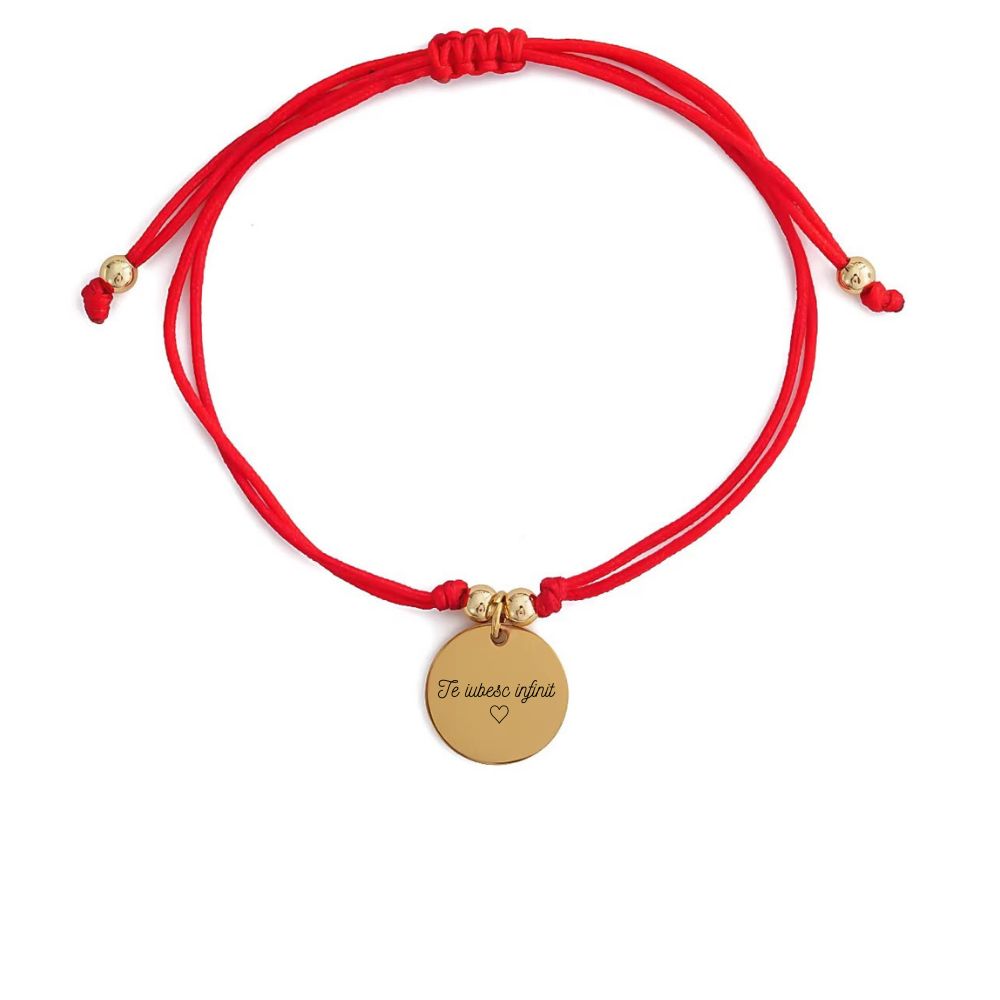 Brățară Șnur Roșu Personalizată – Bănuț Placat cu Aur 14K