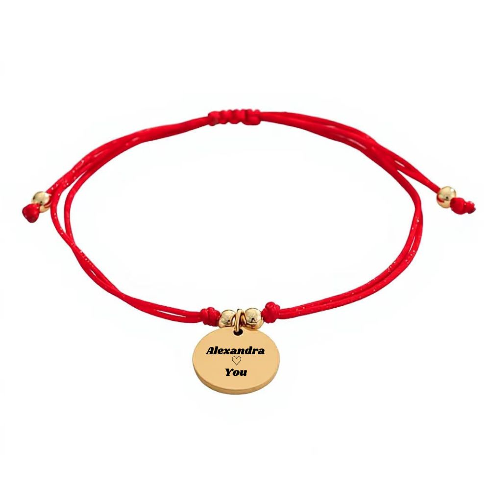 Brățară Șnur Roșu Personalizată – Bănuț Placat cu Aur 14K