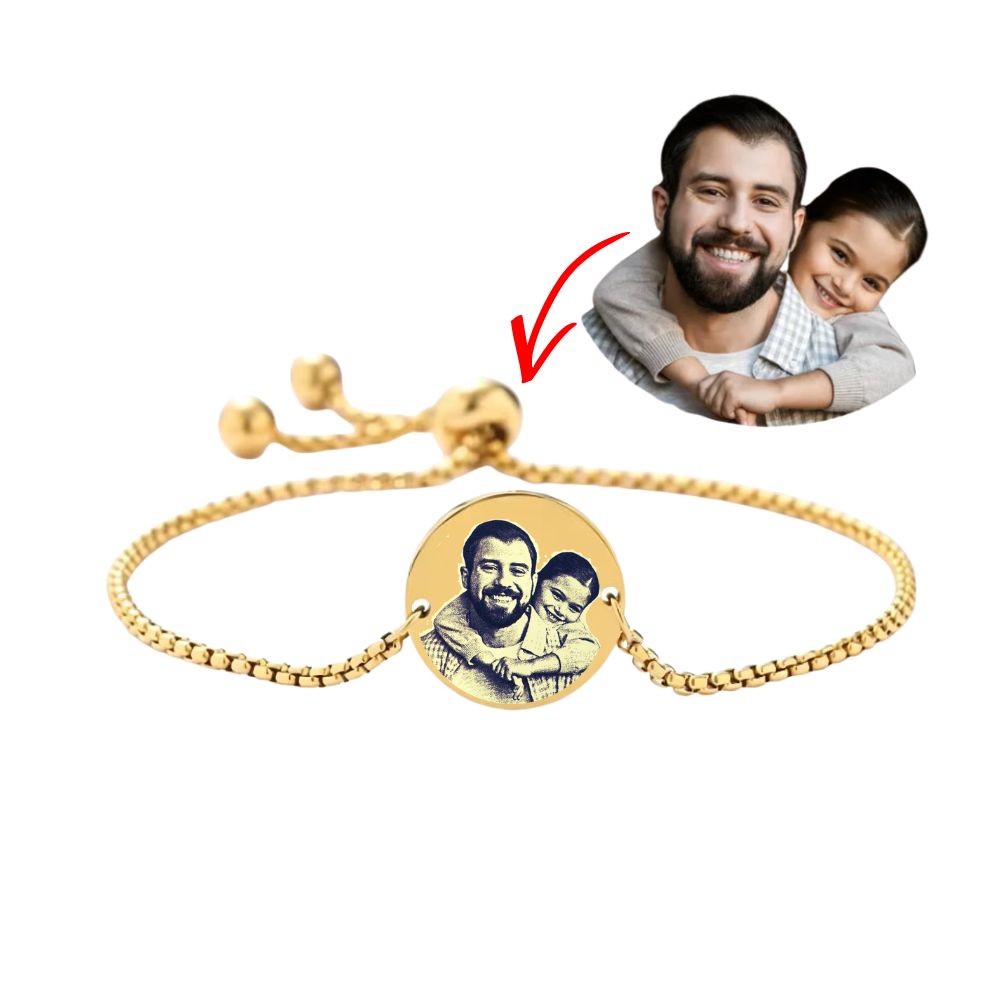 Brățară Glisantă Personalizată cu Poză - Bănuț Rotund Argintiu