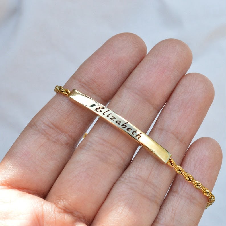 Brățară Damă Rope Chain Personalizată, din Oțel Inoxidabil Placată cu Aur 18K