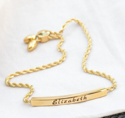 Brățară Damă Rope Chain Personalizată, din Oțel Inoxidabil Placată cu Aur 18K
