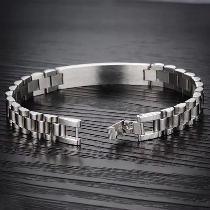 Brățară Unisex Personalizată din Inox Argintiu - Model Zale cu Plăcuță Gravată