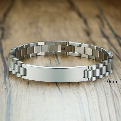 Brățară Unisex Personalizată din Inox Argintiu - Model Zale cu Plăcuță Gravată