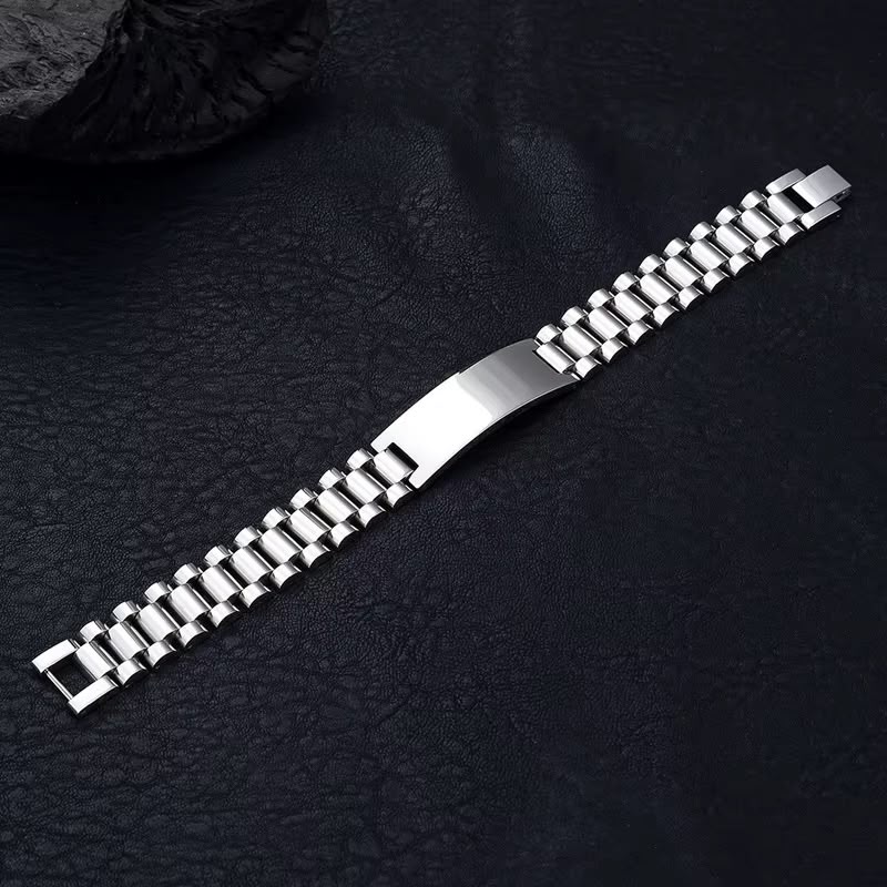 Brățară Unisex Personalizată din Inox Argintiu - Model Zale cu Plăcuță Gravată