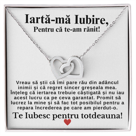 Draga Mea Iubită- Colier Inimi Pereche Iertare