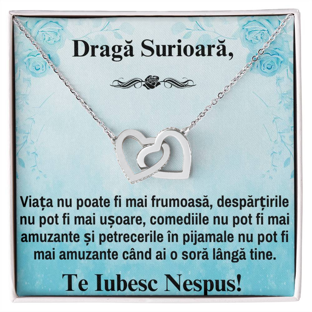 Cadou Pentru Sora Mea – Colier Inimi Pereche