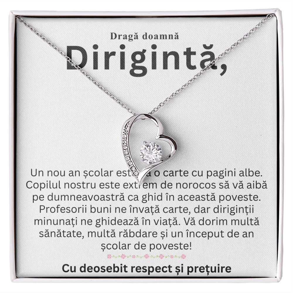 Cadou doamna Dirigintă- Lănțișor Pandantiv Inimă