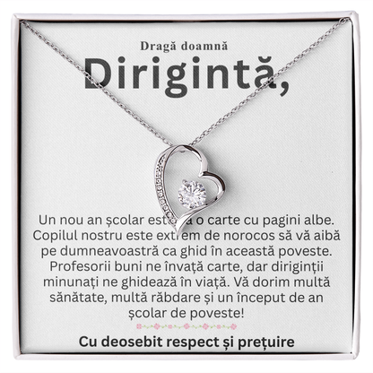 Cadou doamna Dirigintă- Lănțișor Pandantiv Inimă
