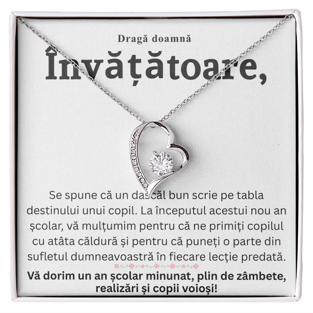 Cadou doamna Învățătoare – Set Bijuterie și Felicitare cu Mesaj Început de An