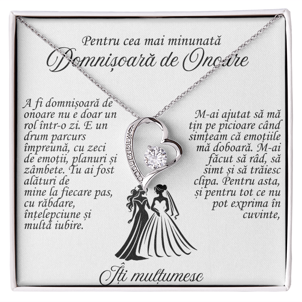 Colier Cadou pentru Domnișoara de Onoare – Bijuterie Elegantă cu Mesaj Emoționant
