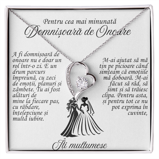 Colier Cadou pentru Domnișoara de Onoare – Bijuterie Elegantă cu Mesaj Emoționant