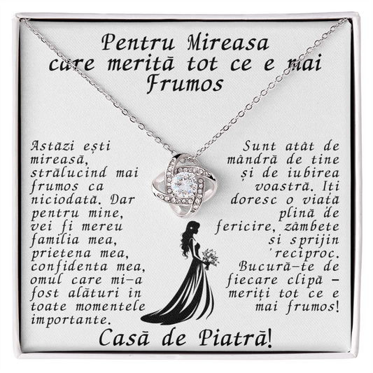 Cadou pentru Mireasă – Colier Elegant cu Mesaj Personalizat